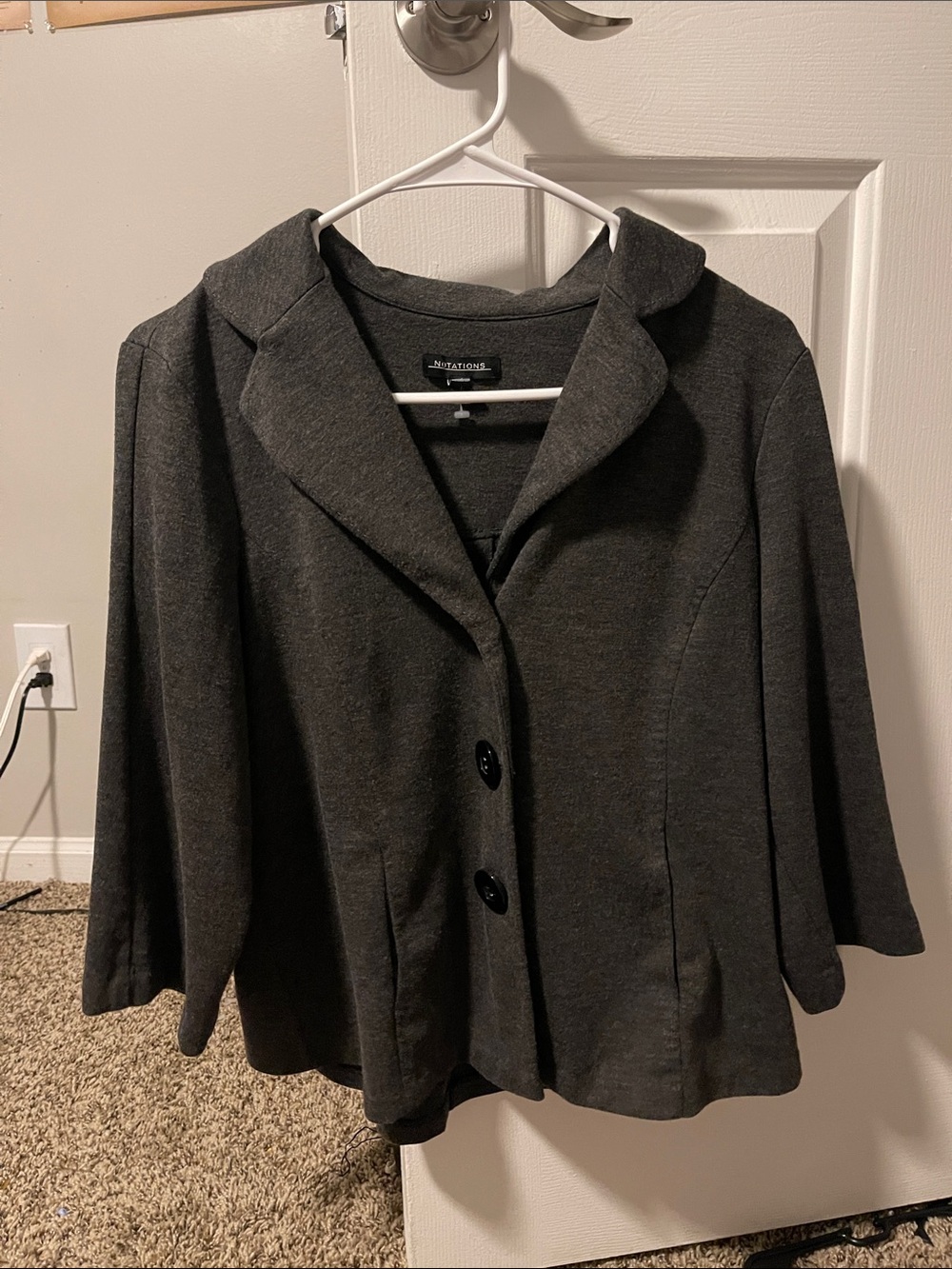 Notations Charcoal Gray Women's Knit Blazer Jacket